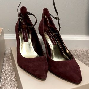 BCBG burgundy suede pumps